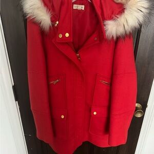 Women's Hooded Coat with Faux Fur Trim